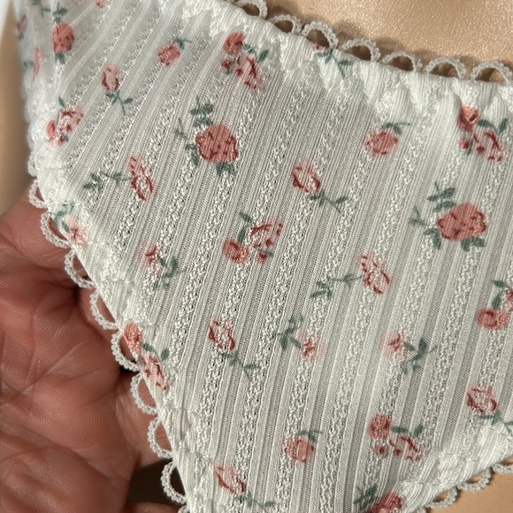 All Over Satin Rosebuds Floral Print Stretch Silky Smooth High Waist Thong Panty - Picture 9 of 13